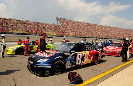 BROOKLYN, MI - AUGUST 16:  The #83 Red Bull Toyota driven by Brian Vickers is seen on the grid prior to the start of the NASCAR Sprint Cup Series CARFAX 400 at Michigan International Speedway on August 16, 2009 in Brooklyn, Michigan.  <br /><br /><span class="help">(Photo by Rusty Jarrett/Getty Images for NASCAR)</span>