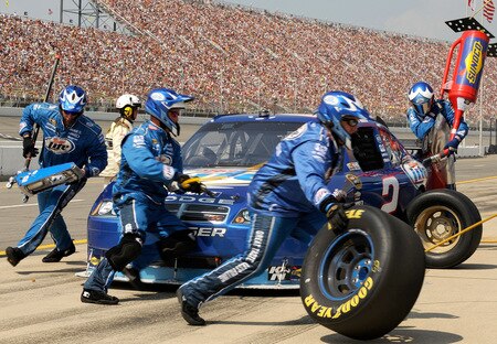 BROOKLYN, MI - AUGUST 16:  Kurt Busch, driver of the #2 Miller Lite Dodge, pits during the NASCAR Sprint Cup Series CARFAX 400 at Michigan International Speedway on August 16, 2009 in Brooklyn, Michigan.  <br /><br /><span class="help">(Photo by Rusty Jarrett/Getty Images for NASCAR)</span>
