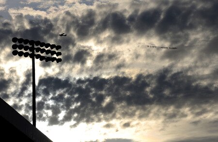BURNLEY, ENGLAND - AUGUST 19:  A plane flies over the ground with a GO BURNLEY banner prior the Barclays Premier League match between Burnley and Manchester United at Turf Moor on August 19, 2009 in Burnley, England.  <br /><br /><span class="help">(Photoby Laurence Griffiths/Getty Images)</span>