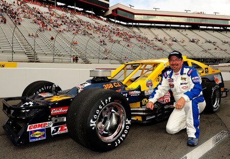 BRISTOL, TN - AUGUST 19:  Bobby Hutchens, driver of the #14 Team Texas Driving School Chevrolet poses for photographers prior to the start of  the NASCAR Whelen Modified Tour at Bristol Motor Speedway on August 19, 2009 in Bristol, Tennessee.  <br /><br /><span class="help">(Photo by Rusty Jarrett/Getty Images for NASCAR)</span>