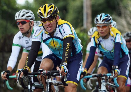 DUBLIN, IRELAND - AUGUST 21:  Lance Armstrong of the USA and Astana rides in the peloton during Stage One of the 2009 Tour of Ireland from Enniskerry to Waterford on August 21, 2009 in Waterford, Ireland.  <br /><br /><span class="help">(Photo by Bryn Lennon/Getty Images)</span>