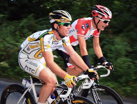 DUBLIN, IRELAND - AUGUST 21:  Mark Cavendish (L) of Great Britain and Team Columbia rides with Matti Breschel of Denmark during Stage One of the 2009 Tour of Ireland from Enniskerry to Waterford on August 21, 2009 in Waterford, Ireland.  <br /><br /><span class="help">(Photo by Bryn Lennon/Getty Images)</span>