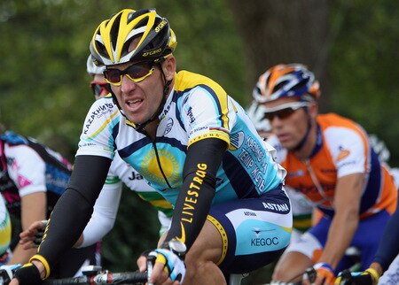DUBLIN, IRELAND - AUGUST 21:  Lance Armstrong of the USA and Astana rides in the peloton during Stage One of the 2009 Tour of Ireland from Enniskerry to Waterford on August 21, 2009 in Waterford, Ireland.  <br /><br /><span class="help">(Photo by Bryn Lennon/Getty Images)</span>