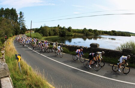 DUBLIN, IRELAND - AUGUST 21:  The riders make their way past a lake during Stage One of the 2009 Tour of Ireland from Enniskerry to Waterford on August 21, 2009 in Waterford, Ireland.  <br /><br /><span class="help">(Photo by Bryn Lennon/Getty Images)</span>