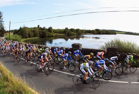 DUBLIN, IRELAND - AUGUST 21:  The riders make their way past a lake during Stage One of the 2009 Tour of Ireland from Enniskerry to Waterford on August 21, 2009 in Waterford, Ireland.  <br /><br /><span class="help">(Photo by Bryn Lennon/Getty Images)</span>