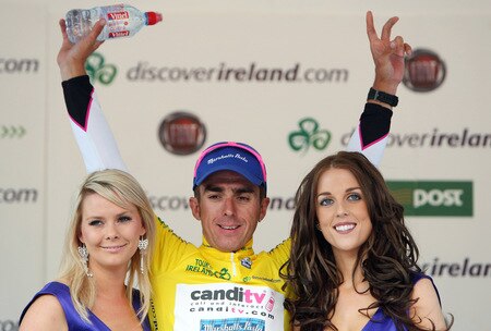 DUBLIN, IRELAND - AUGUST 21:  Russell Downing of Great Britain and Candi TV-Marshalls Pasta wears the yellow jersey after winning Stage One of the 2009 Tour of Ireland from Enniskerry to Waterford on August 21, 2009 in Waterford, Ireland.  <br /><br /><span class="help">(Photo by Bryn Lennon/Getty Images)</span>