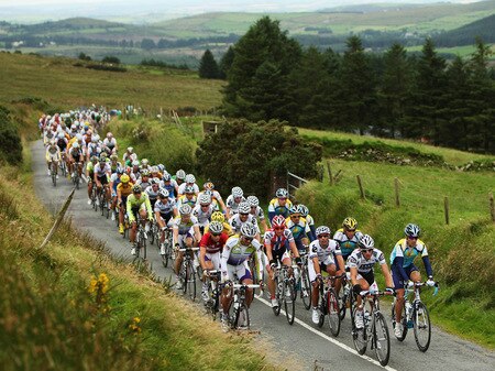 KILLARNEY, IRELAND - AUGUST 22:  The peloton make their way through the Irish countryside on Stage Two of the 2009 Tour of Ireland from Clonmel to Killarney on August 22, 2009 in Killarney, Ireland.  <br /><br /><span class="help">(Photo by Bryn Lennon/Getty Images)</span>
