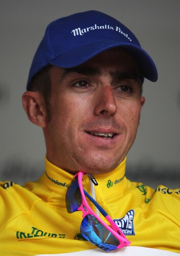 KILLARNEY, IRELAND - AUGUST 22:  Race leader Russell Downing of United Kingdom and Team Candi TV Marshalls Pasta retains his yellow jersey after Stage Two of the 2009 Tour of Ireland from Clonmel to Killarney on August 22, 2009 in Killarney, Ireland.  <br /><br /><span class="help">(Photo by Bryn Lennon/Getty Images)</span>