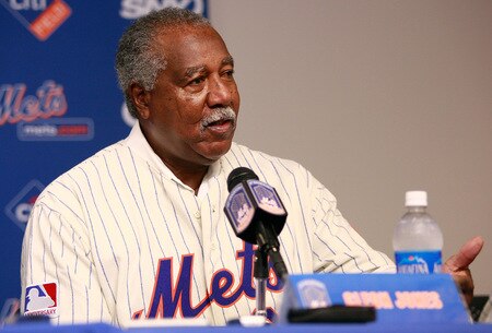 NEW YORK - AUGUST 22:  Cleon Jones speaks at a press conference commemorating the New York Mets 40th anniversary of the 1969 World Championship team on August 22, 2009 at Citi Field in the Flushing neighborhood of the Queens borough of New York City.  <br /><br /><span class="help">(Photo by Jared Wickerham/Getty Images)</span>