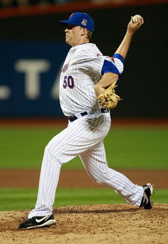 NEW YORK - AUGUST 22:  Sean Green #50 of the New York Mets pitches against the Philadelphia Phillies during the game on August 22, 2009 at Citi Field in the Flushing neighborhood of the Queens borough of New York City.  <br /><br /><span class="help">(Photo by Jared Wickerham/Getty Images)</span>