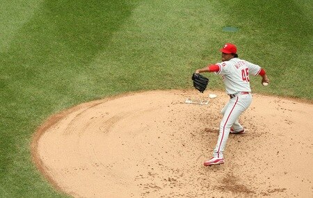 NEW YORK - AUGUST 23:  Starting pitcher Pedro Martinez #45 of the Philadelphia Phillies throws a pitch against the New York Mets on August 23, 2009 at Citi Field in the Flushing neighborhood of the Queens borough of New York City.  <br /><br /><span class="help">(Photo by Al Bello/Getty Images)</span>