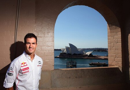 SYDNEY, AUSTRALIA - AUGUST 31:  Dani Sordo of Spain and  the Citroen Total World Rally team poses in front of the Sydney Opera House during a Rally Australia press conference at The Rocks on August 31, 2009 in Sydney, Australia.  <br /><br /><span class="help">(Photo by Matt King/Getty Images)</span>