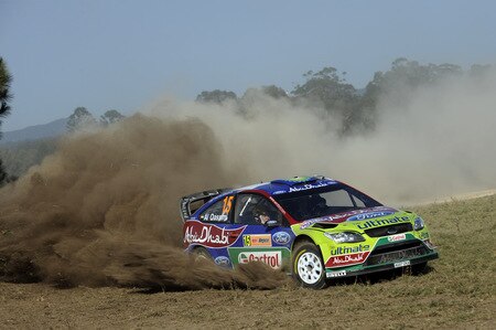 KINGSCLIFF, AUSTRALIA - SEPTEMBER 03:  Khalid Al Qassimi of United Arabian Emirates and Michael Orr of Great Britain compete in their BP Abu Dhabi Ford Focus during the Repco Rally of Australia Shakedown on September 3, 2009 in Kingscliff, Australia  <br /><br /><span class="help">(Photo by Massimo Bettiol/Getty Images)</span>