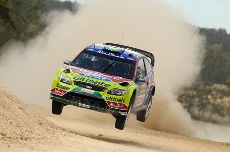 KINGSCLIFF, AUSTRALIA - SEPTEMBER 03:  Mikko Hirvonen of Finland and Jarmo Lehtinen of Finland compete in their BP Abu Dhabi Ford Focus  during the Repco Rally of Australia Shakedown  on September 3, 2009 in Kingscliff, Australia  <br /><br /><span class="help">(Photo by Massimo Bettiol/Getty Images)</span>