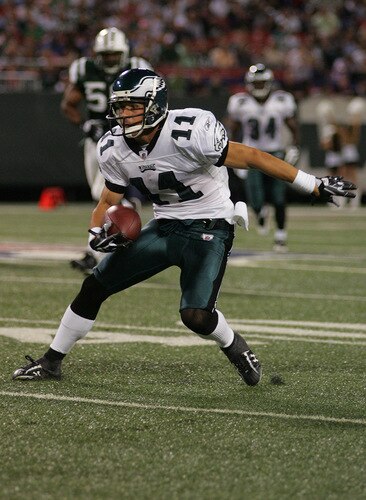 EAST RUTHERFORD, NJ - SEPTEMBER 3:  Danny Amendola #11 of the Philadelphia Eagles dodges defenders during the game against the New York Jets on September 3, 2009 at Giants Stadium in East Rutherford, New Jersey. <br /><br /><span class="help">(Photo by Jared Wickerham/Getty Images)</span>