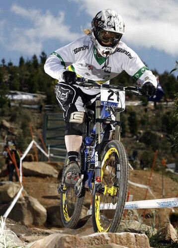 CANBERRA, AUSTRALIA - SEPTEMBER 04:  Sarah Booth of Australia competes during the downhill official timed session at the 2009 Mountain Bike & World Trials World Championship at Mt Stromlo on September 4, 2009 in Canberra, Australia.  <br /><br /><span class="help">(Photo by Stefan Postles/Getty Images)</span>