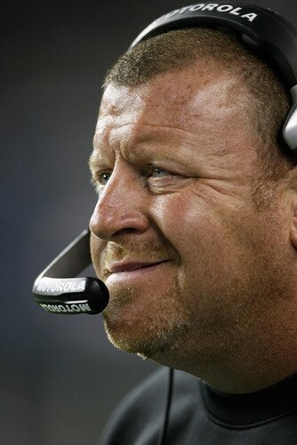 SEATTLE - SEPTEMBER 03:  Head coach Tom Cable of the Oakland Raiders looks on from the sidelines against the Seattle Seahawks on September 3, 2009 at Qwest Field in Seattle, Washington. The Seahawks defeated the Raiders 31-21. <br /><br /><span class="help">(Photo by Otto Greule Jr/Getty Images)</span>
