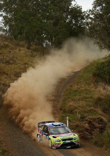 KINGSCLIFF, AUSTRALIA - SEPTEMBER 04:  Mikko Hirvonen of Finland and Jarmo Lehtinen of Finland compete in their BP Abu Dhabi Ford Focus during the Repco Rally of Australia Special Stage Four on September 4, 2009 in Kingscliff, Australia.  <br /><br /><span class="help">(Photo by Quinn Rooney/Getty Images)</span>