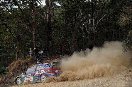 KINGSCLIFF, AUSTRALIA - SEPTEMBER 04:  Mikko Hirvonen of Finland and Jarmo Lehtinen of Finland compete in their BP Abu Dhabi Ford Focus  during day one of the Repco Rally of Australia on September 4 in Kingscliff, Australia  <br /><br /><span class="help">(Photo by Massimo Bettiol/Getty Images)</span>