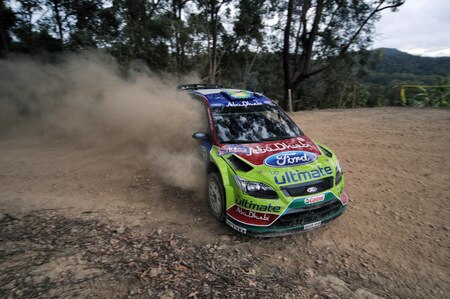 KINGSCLIFF, AUSTRALIA - SEPTEMBER 04:  Mikko Hirvonen of Finland and Jarmo Lehtinen of Finland compete in their BP Abu Dhabi Ford Focus  during day one of the Repco Rally of Australia on September 4 in Kingscliff, Australia  <br /><br /><span class="help">(Photo by Massimo Bettiol/Getty Images)</span>