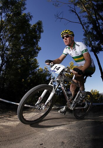 CANBERRA, AUSTRALIA - SEPTEMBER 05:  Chris Jongewaard of Australia in action in the men's elite cross country olympic race during the 2009 Mountain Bike & World Trials World Championship held at Mt Stromlo on September 5, 2009 in Canberra, Australia.  <br /><br /><span class="help">(Photo by Stefan Postles/Getty Images)</span>