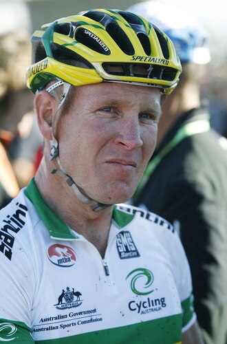 CANBERRA, AUSTRALIA - SEPTEMBER 05:  Chris Jongewaard of Australia speaks to the media after the men's elite cross country race at the 2009 Mountain Bike & World Trials World Championship held at Mt Stromlo on September 5, 2009 in Canberra, Australia.  <br /><br /><span class="help">(Photo by Stefan Postles/Getty Images)</span>