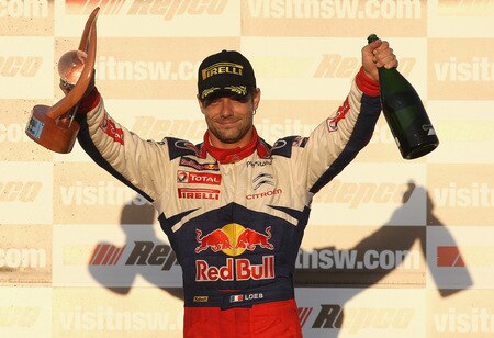 KINGSCLIFF, AUSTRALIA - SEPTEMBER 06:  Sebastien Loeb of France and the Citroen C4 Total team celebrates winning the Repco Rally of Australia on September 6, 2009 in Kingscliff, Australia.  <br /><br /><span class="help">(Photo by Quinn Rooney/Getty Images)</span>