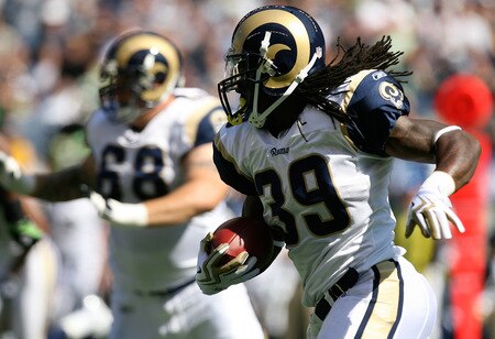 SEATTLE - SEPTEMBER 13:  Halfback Steven Jackson #39 of the St. Louis Rams rushes against the Seattle Seahawks on September 13, 2009 at Qwest Field in Seattle, Washington. The Seahawks defeated the Rams 28-0. <br /><br /><span class="help">(Photo by Otto Greule Jr/Getty Images)</span>