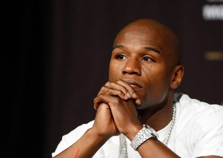 LAS VEGAS - SEPTEMBER 16:  Boxer Floyd Mayweather Jr. appears during the final news conference for his bout against Juan Manuel Marquez at the MGM Grand Hotel/Casino September 16, 2009 in Las Vegas, Nevada. The two will fight at the MGM Grand Garden Arena on September 19 in Las Vegas.  <br /><br /><span class="help">(Photo by Ethan Miller/Getty Images)</span>
