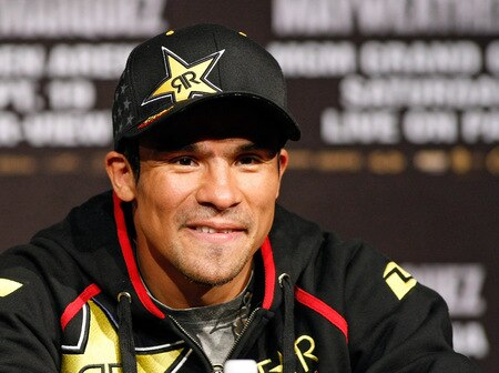 LAS VEGAS - SEPTEMBER 16:  Boxer Juan Manuel Marquez smiles during the final news conference for his bout against Floyd Mayweather Jr. at the MGM Grand Hotel/Casino September 16, 2009 in Las Vegas, Nevada. The two will fight at the MGM Grand Garden Arena on September 19 in Las Vegas.  <br /><br /><span class="help">(Photo by Ethan Miller/Getty Images)</span>