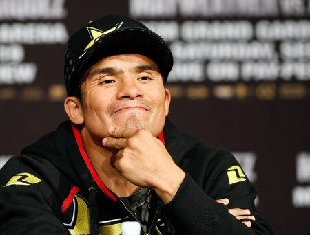 LAS VEGAS - SEPTEMBER 16:  Boxer Juan Manuel Marquez appears during the final news conference for his bout against Floyd Mayweather Jr. at the MGM Grand Hotel/Casino September 16, 2009 in Las Vegas, Nevada. The two will fight at the MGM Grand Garden Arena on September 19 in Las Vegas.  <br /><br /><span class="help">(Photo by Ethan Miller/Getty Images)</span>
