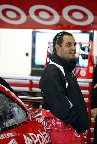 LOUDON, NH - SEPTEMBER 19:  Juan Pablo Montoya,driver of the #42 Target Chevrolet, stands next to his car during practice for the NASCAR Sprint Cup Series Sylvania 300 at the New Hampshire Motor Speedway on September 19, 2009 in Loudon, New Hampshire  <br /><br /><span class="help">(Photo by Elsa/Getty Images for NASCAR)</span>