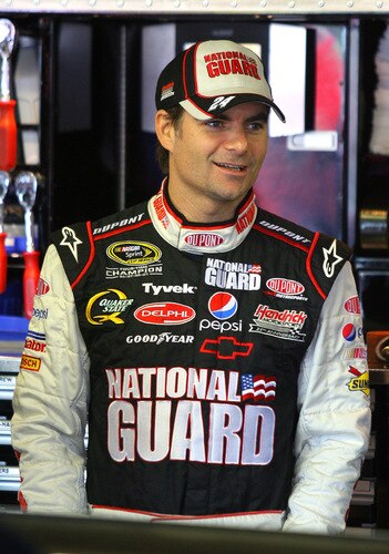 LOUDON, NH - SEPTEMBER 19:  Jeff Gordon stands beside the #24 DuPont/National Guard Yellow Ribbon Chevrolet prior to practice for the NASCAR Sprint Cup Series Sylvania 300 at the New Hampshire Motor Speedway on September 19, 2009 in Loudon, New Hampshire  <br /><br /><span class="help">(Photo by Jason Smith/Getty Images for NASCAR)</span>