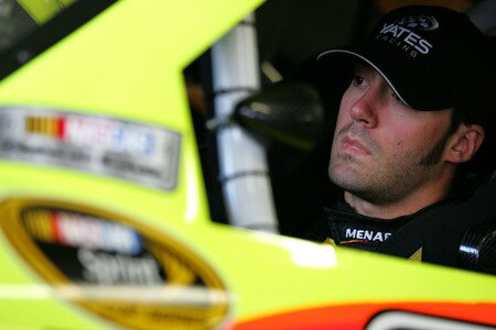 LOUDON, NH - SEPTEMBER 19:  Paul Menard, driver of the #98 Sylvania/Menards Ford, waits in his car during practice for the NASCAR Sprint Cup Series Sylvania 300 at the New Hampshire Motor Speedway on September 19, 2009 in Loudon, New Hampshire  <br /><br /><span class="help">(Photo by Todd Warshaw/Getty Images for NASCAR)</span>