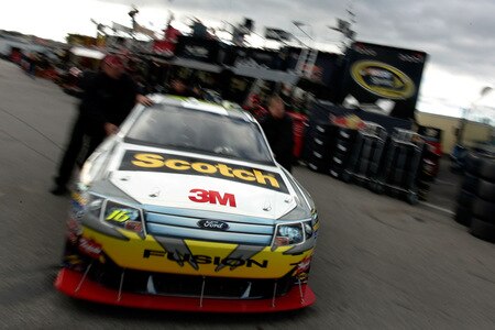 LOUDON, NH - SEPTEMBER 19:  Crew members push the #16 3M/SCOTCH Ford driven by Greg Biffle (not pictured) in the garage area prior to practice for the NASCAR Sprint Cup Series Sylvania 300 at the New Hampshire Motor Speedway on September 19, 2009 in Loudon, New Hampshire  <br /><br /><span class="help">(Photo by Jason Smith/Getty Images for NASCAR)</span>