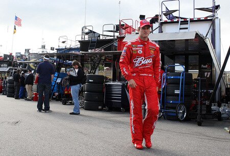 LOUDON, NH - SEPTEMBER 19:  Kasey Kahne, driver of the #9 Budweiser Dodge, walks through the garage during practice for the NASCAR Sprint Cup Series Sylvania 300 at the New Hampshire Motor Speedway on September 19, 2009 in Loudon, New Hampshire  <br /><br /><span class="help">(Photo by Jim McIsaac/Getty Images for NASCAR)</span>