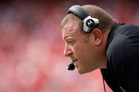 KANSAS CITY, MO - SEPTEMBER 20:  Head coach Tom Cable of the Oakland Raiders watches from the bench during the game against the Kansas City Chiefs at Arrowhead Stadium on September 20, 2009 in Kansas City, Missouri.  <br /><br /><span class="help">(Photo by Jamie Squire/Getty Images)</span>