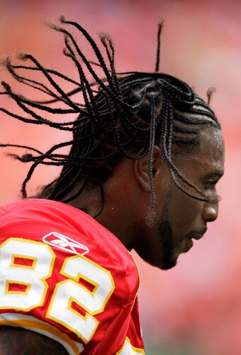 KANSAS CITY, MO - SEPTEMBER 20:  Receiver Dwayne Bowe #82 of the Kansas City Chiefs walks off the field after warm-ups prior to the start of the game against the Oakland Raiders at Arrowhead Stadium on September 20, 2009 in Kansas City, Missouri.  <br /><br /><span class="help">(Photo by Jamie Squire/Getty Images)</span>