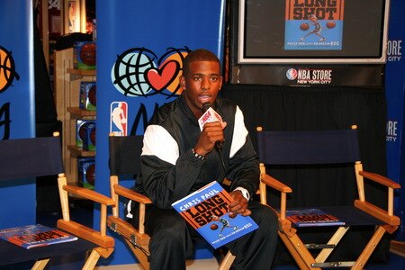 NEW YORK - SEPTEMBER 21:  Chris Paul of the New Orleans Hornets does a reading from his book titled "Long Shot: Never Too Small to Dream Big" at the NBA Store on September 21, 2009 in New York CIty.<br /><br /><span class="help">(Photo by Brian Choi/NBAE via Getty Images)</span>