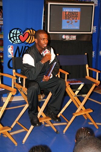 NEW YORK - SEPTEMBER 21:  Chris Paul of the New Orleans Hornets does a reading from his book titled "Long Shot: Never Too Small to Dream Big" at the NBA Store on September 21, 2009 in New York CIty.<br /><br /><span class="help">(Photo by Brian Choi/NBAE via Getty Images)</span>
