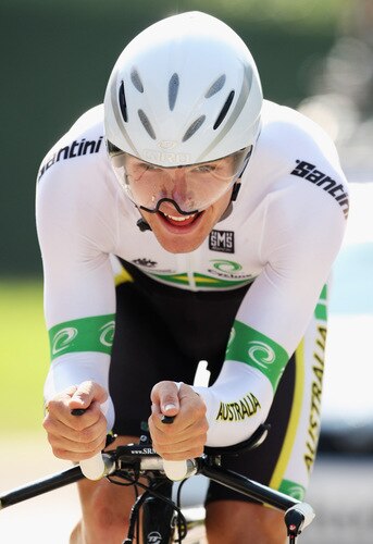 MENDRISIO, SWITZERLAND - SEPTEMBER 23:  Jack Bobridge of Australia in action on his way to winning the Men's Under 23 Time Trial at the 2009 UCI Road World Championships on September 23, 2009 in Mendrisio, Switzerland.  <br /><br /><span class="help">(Photo by Bryn Lennon/Getty Images)</span>