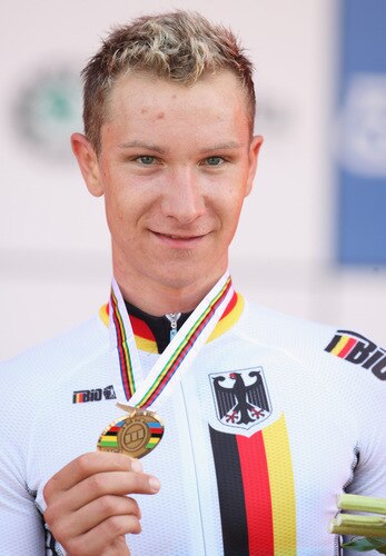 MENDRISIO, SWITZERLAND - SEPTEMBER 23:  Patrick Grabsch of Germany poses with his medal after finishing 3rd in the Men's Under 23 Time Trial at the 2009 UCI Road World Championships on September 23, 2009 in Mendrisio, Switzerland.  <br /><br /><span class="help">(Photo by Bryn Lennon/Getty Images)</span>