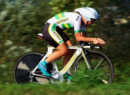 MENDRISIO, SWITZERLAND - SEPTEMBER 23:  Alexis Rhodes of Australia in action during the Elite Women's Time Trial at the 2009 UCI Road World Championships on September 23, 2009 in Mendrisio, Switzerland.  <br /><br /><span class="help">(Photo by Bryn Lennon/Getty Images)</span>
