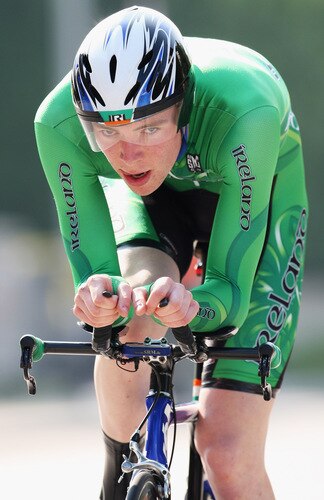 MENDRISIO, SWITZERLAND - SEPTEMBER 23:  Buggle Arron of Ireland in action during the Men's Under 23 Time Trial at the 2009 UCI Road World Championships on September 23, 2009 in Mendrisio, Switzerland.  <br /><br /><span class="help">(Photo by Bryn Lennon/Getty Images)</span>