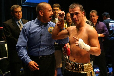 LOS ANGELES, CA - SEPTEMBER 24:  Luis Ramos JR. of Santa Ana celebrates as he wins the main event against Cristian Favela at the Nokia Center on September 24, 2009 in Los Angeles, California.  <br /><br /><span class="help">(Photo by Jacob de Golish/Getty Images)</span>