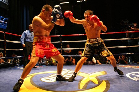 LOS ANGELES, CA - SEPTEMBER 24:  Luis Ramos JR. of Santa Ana throws a right hand jab during  the main event against opponent Cristian Favela at the Nokia Center on September 24, 2009 in Los Angeles, California.  <br /><br /><span class="help">(Photo by Jacob de Golish/Getty Images)</span>