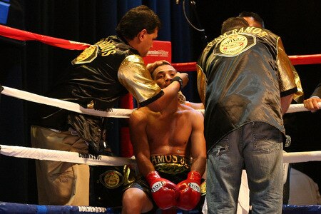 LOS ANGELES, CA - SEPTEMBER 24:  Louis Ramos Jr. works with his team as he fights against Cristian Favela in the main event at the Nokia Center  on September 24, 2009 in Los Angeles, California.  <br /><br /><span class="help">(Photo by Jacob de Golish/Getty Images)</span>