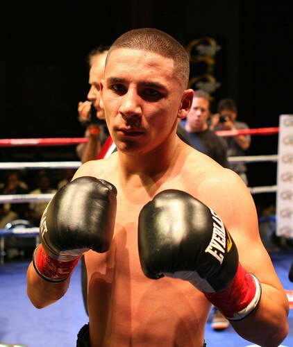 LOS ANGELES, CA - SEPTEMBER 24:  Charles Huerta celebrates his victory after he beats opponent Rodrigo Aranda at the Nokia Center on September 24, 2009 in Los Angeles, California. Huerta defeated Aranda  <br /><br /><span class="help">(Photo by Jacob de Golish/Getty Images)</span>