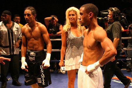 LOS ANGELES, CA - SEPTEMBER 24:  Rynell Griffin and opponent Karl Dargan await for the final decision at the Nokia Center on September 24, 2009 in Los Angeles, California.Dargan defeated Griffen  <br /><br /><span class="help">(Photo by Jacob de Golish/Getty Images)</span>