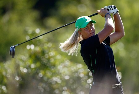DANVILLE, CA - SEPTEMBER 26: Suzann Pettersen of Norway tees off on the 3rd hole during the third round of the CVS/pharmacy LPGA Challenge at Blackhawk Country Club on September 26, 2009 in Danville, California.  <br /><br /><span class="help">(Photo by Jonathan Ferrey/Getty Images)</span>